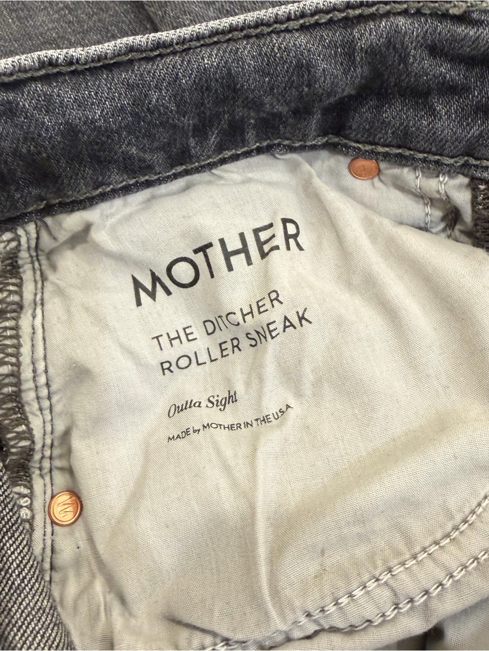 MOTHER High-Rise Wide Leg Jeans - Washed Black NWT - Picture 9 of 10